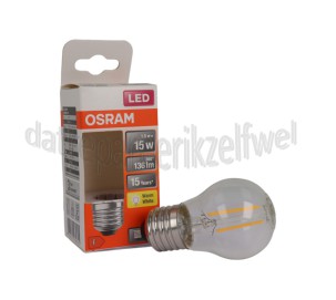 Foto van Osram Ledlamp LED Retrofit Classic P15 E27 Helder 1,5W, 2700K, 136lm 