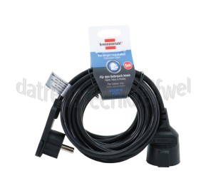 Foto van Brennenstuhl Snoer 3G1.5mm2 5 Meter Zwart 3680W 16A Verlengsnoer Platte stekker Randaarde 