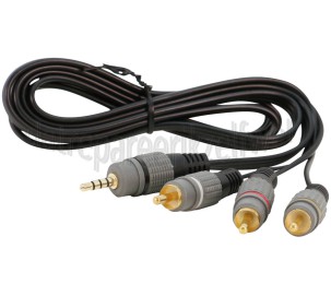 Foto van Jack - Tulp Kabel Composiet, Jack 3.5mm 4P Stereo Male - 3x Tulp RCA Male 1.5 Meter 