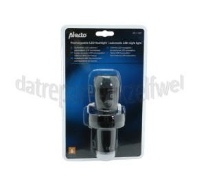 Foto van Alecto Zaklamp Oplaadbare LED zaklamp, Zwart Werkt op lichtnet en batterijen 