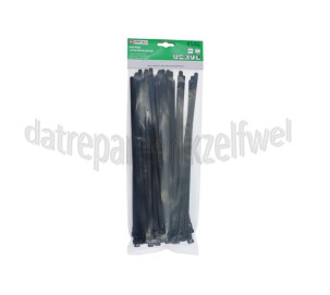 Foto van Bundelbandjes 300x7.6 mm Zwart, Loskoppelbaar, 50 Stuks Tie-wrap 