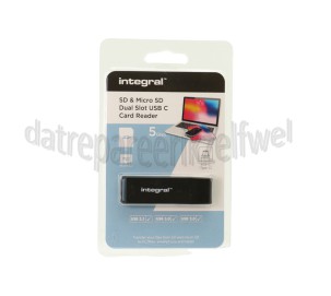 Foto van Integral Cardreader SD & Micro SD Dual Slot USB-C USB 3.0, USB Type-C 