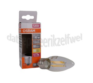 Foto van Osram Ledlamp LED Retrofit Classic B40 Dimbaar 4,8W E27 470lm 2700K 
