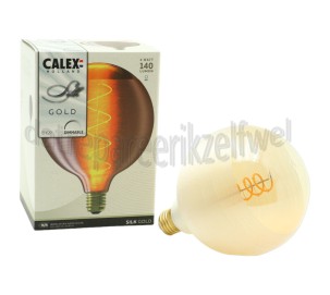 Foto van Calex Ledlamp Silk G125 Goud Spiraal Filament E27 4,0W 140Lm 1800K Dimbaar 