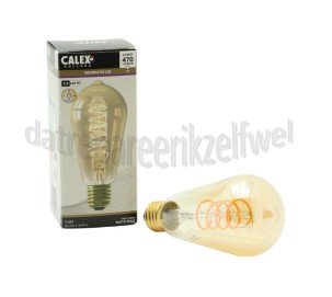 Foto van Calex Ledlamp LED Rustiek ST64 Goud Flex Filament E27 5,5W 470lm 2100K 