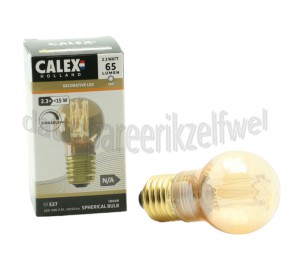 Foto van Calex Ledlamp LED Glasfiber P45 Goud SMD Dimbaar E27 2,3W 65lm 1800K 