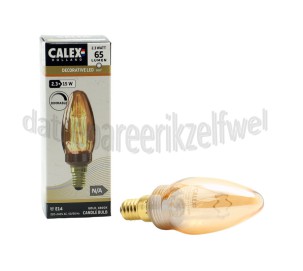 Foto van Calex Ledlamp LED Glassfiber C35 Kaars Goud SMD Dimbaar E14 2,3W 65lm 1800K 