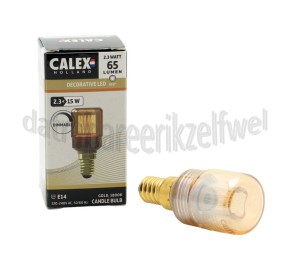 Foto van Calex Ledlamp LED Glassfiber T30x70 Goud SMD Dimbaar E14 2,3W 65lm 1800K 