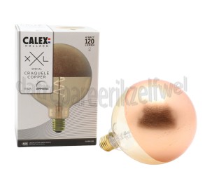 Foto van Calex Ledlamp LED Volglas Filament Globelamp Kopspiegel Craquele Koper E27 4W 120Lm 240V 2000K Dimbaar 