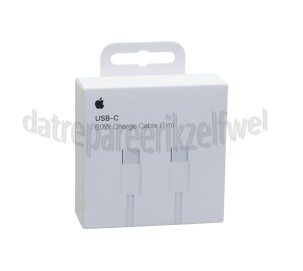 Foto van Apple USB-C Kabel USB-C Oplaadkabel geweven, 1 meter, wit 60W, laden en gegevensoverdracht 