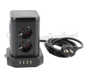 Foto van Brennenstuhl Tafelcontactdoos Socket Tower 2 meter 8-voudig, max. 3500W, 4x USB-A 