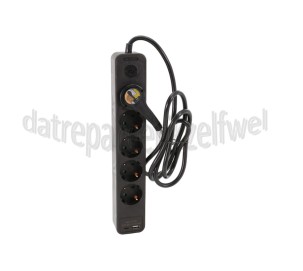 Foto van Q-Link Tafelcontactdoos 3x 1.5mm2 1.5 meter 1x USB-A, 1x USB-C, Zwart 5 voudig met randaarde en schakelaar 