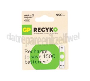 Foto van GP Batterij ReCyko+ Oplaadbaar AAA 950mAh NiMH 