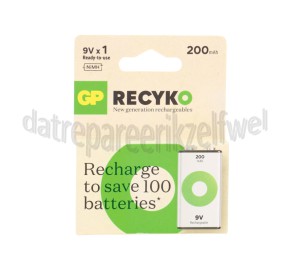 Foto van GP Batterij ReCyko+ Oplaadbaar 9V 200mAh NiMH 