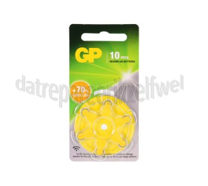 Foto van GP Batterij Knoopc. zinkair 1,4V ZA10 PR70 Hoorapp. geel -incl. VWB- 