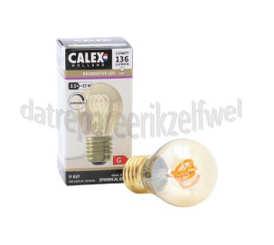 Foto van Calex Ledlamp LED Flex Filament Kogellamp P45 E27 2,5W 136lm 2100K Dimbaar 
