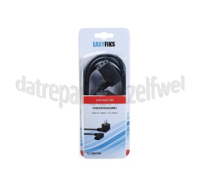 Foto van Easyfiks Netvoedingskabel Voedingskabel C13 haaks, 230V, Zwart 1.5 Meter, 3x1.00mm2 
