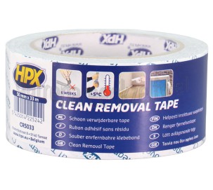 Foto van HPX Tape Clean Removal Schoon verwijderbaar, 50mm x 33m 