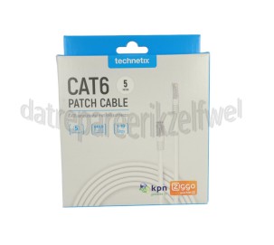 Foto van Technetix Aansluitkabel Patchkabel Cat6 wit RJ45 5 meter Snelheden van 10Gbps 