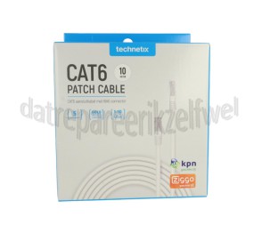 Foto van Technetix Aansluitkabel Patchkabel Cat6 wit RJ45 10 meter Snelheden van 10Gbps 