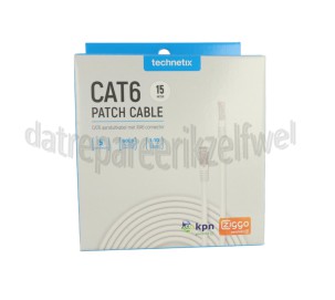 Foto van Technetix Aansluitkabel Patchkabel Cat6 wit RJ45 15 meter Snelheden van 10Gbps 