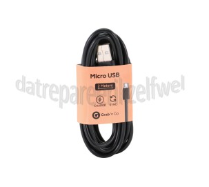 Foto van USB Kabel Micro USB, Zwart, 200cm Universeel Micro USB 