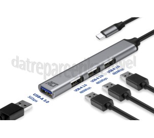 Foto van ACT Hub USB-C hub 3x USB-A 2.0 en 1x USB-A 3.0 