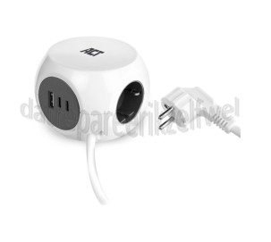 Foto van ACT Tafelcontactdoos Stekkerdoos Kubusvormig, 1,5m 3-voudig incl. 3x USB-C/A, wit 