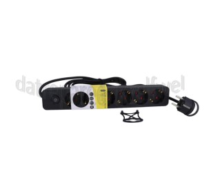 Foto van Q-Link Tafelcontactdoos 3x 1.5mm2 1.5 Meter Zwart 6 Voudig met Schakelaar 