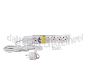 Foto van Q-Link Tafelcontactdoos 3x 1.5mm2 1.5 Meter Wit 6 Voudig zonder Randaarde, Schakelaar 