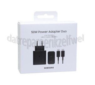 Foto van Samsung USB power adapter 50W Power Adapter Duo Zwart, 2x USB-C 