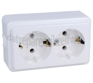 Foto van Kopp Wandkontaktdoos Standaard 2V RA Opbouw, Arctic Wit Binnen, IP20, 16A 