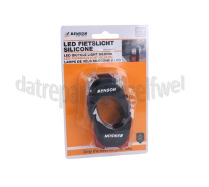 Foto van Lamp LED Fietslampen Siliconen 2 Standen, Knoopcel batterijen 