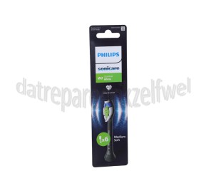 Foto van Philips Tandenborstelset W2 Optimal White opzetborstels, 6 stuks, zwart Sonicare 