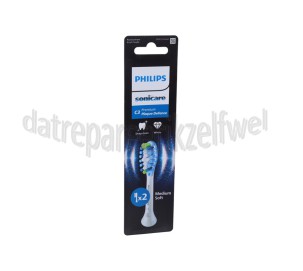 Foto van Philips Tandenborstelset Premium Plaque Defence opzetborstels, 2 stuks, wit Sonicare 