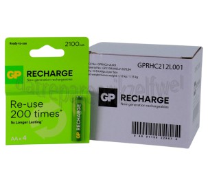 Foto van GP Batterij Recharge AA, 4 stuks 2100mAh NiMH 