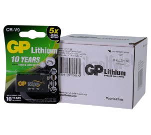 Foto van GP Batterij Blokje 6LR61 9V E blokje Lithium *10 jr mbt rookmelder* 