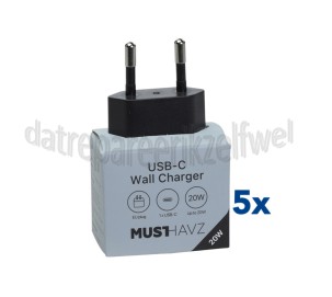 Foto van Musthavz USB Oplader 20W, zwart USB-C, Universeel gebruik 