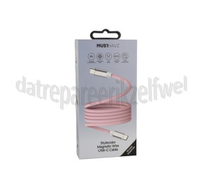 Foto van Musthavz USB Kabel Roze, 100 cm, Magnetisch USB-C naar USB-C 