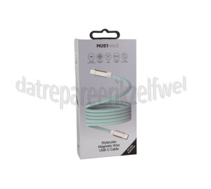 Foto van Musthavz USB Kabel Groen, 100 cm, Magnetisch USB-C naar USB-C 