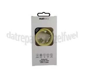 Foto van Musthavz USB Kabel Geel, 100 cm, Magnetisch USB-C naar USB-C 