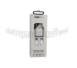 Foto van Musthavz USB Oplader 20W, wit USB-C, Universeel gebruik 