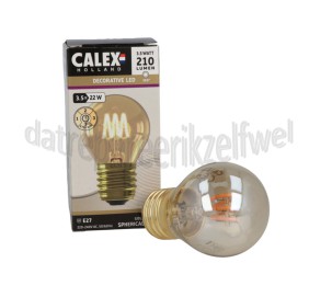 Foto van Calex Ledlamp Kogel P45 Goud Flex Filament E27 3,5W 210 Lumen 2100K 