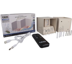 Foto van Calex Lamp Falerna Oplaadbare Wandlamp, 2 Pack, Zand Motion Sensor, IP44, 150 Lumen, 2700K, 2W 