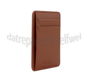 Foto van Musthavz Kaarthouder Vegan Leather Wallet, Bruin MagSafe, 3 Bankpassen 