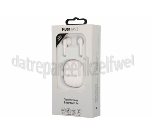 Foto van Musthavz Oordopjes True Wireless Earphone Lite, Wit Bluetooth versie 5.3, 5 uur Batterijduur 