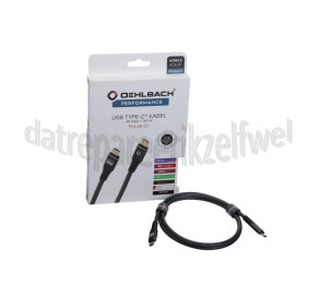 Foto van Oehlbach USB Kabel Pulse CC USB-C Kabel, 1 Meter USB-C 3.1, 40Gbps, 240W 