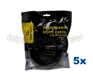 Foto van HDMI Kabel HDMI A Male - HDMI A Male 10 Meter, High Speed met Ethernet, Verguld 