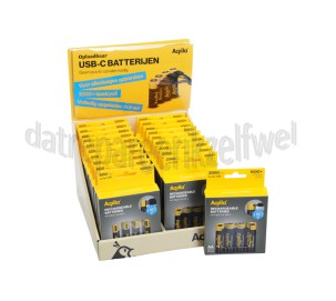 Foto van Aqiila Batterij Toonbankdisplay USB-C Oplaadbaar 20 Stuk, 10x AA, 10x AAA 
