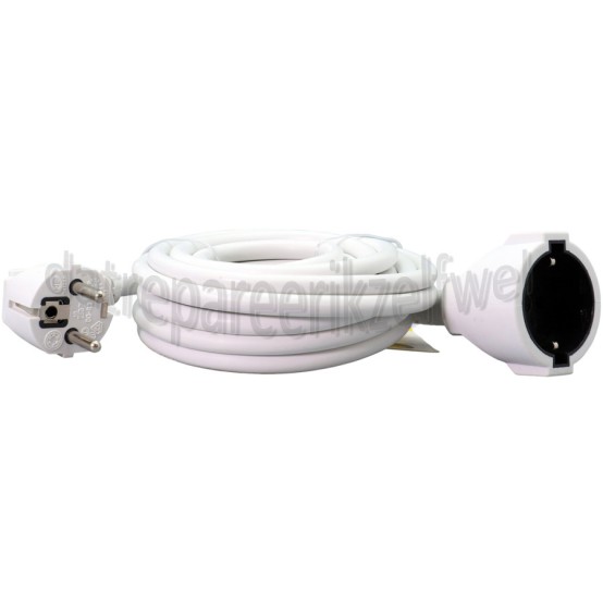 Foto van Exin Snoer 3x1.5mm2 16A wit RA 5M Geaard verlengsnoer 